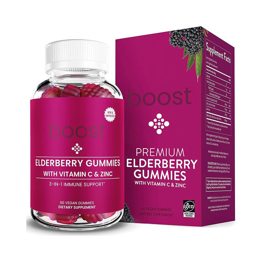 Boost 3 op 1 Elderberry Gummies: Dagelijkse immuunondersteuning voor een levendige, gezonde familie