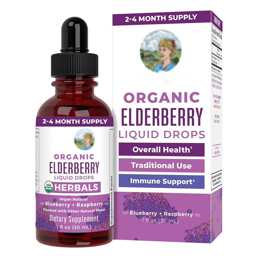 Organic Elderberry Liquid Drops Nature's Immuun Supporting Elixir voor het hele gezin